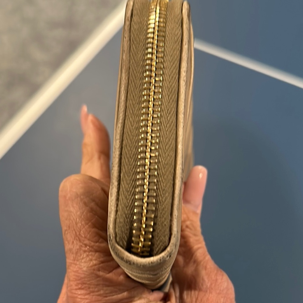 Prada Tan Leather Wallet with Elegant Ruched Design - Picture 10 of 10